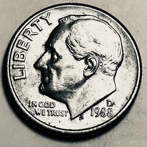 1988 D Roosevelt dime Cover