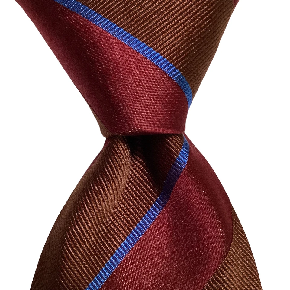 Corbata para hombre DANIEL MILANO 100 % seda diseñador ITALIA RAYAS marrón/borgoña nueva con etiquetas Foto 1 de 3