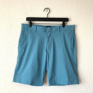EUC J. CREW Stretch Flat Front 9" Tech Shorts Blue Green M1806 MENS Size 34 - Picture 1 of 10