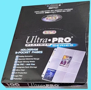 100 ULTRA PRO PLATINUM 9-POCKET Card Pages Sheets Protectors 1 box 209D baseball - Picture 1 of 3