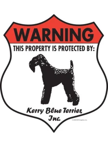 Warning! Kerry Blue Terrier Property Protected Aluminum Dog Sign - 7" x 8" - Picture 1 of 4