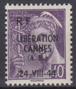 BRIEFMARKE FRANKREICH BEFREIUNG VON CANNES NR. 3 NEU ** GUMMI OHNE SCHARNIER - Bild 1 von 2