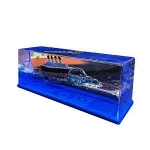 Car Ornament Cruise Ship Fluid Drift Bottle Never Flip Car Desktop Decoration - Picture 1 of 5