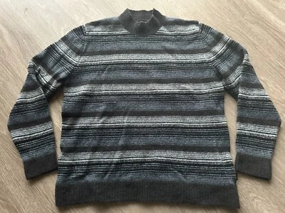 Suéter Hugo Boss Hombre Lana Virgen Azul Blanco Gris Rayas Talla XL Foto 1 de 4