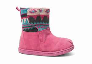 Toms Tiny NEPAL BOOTS Pink Suede Knit Shaft (D) (361) Infant Toddler Baby Shoes