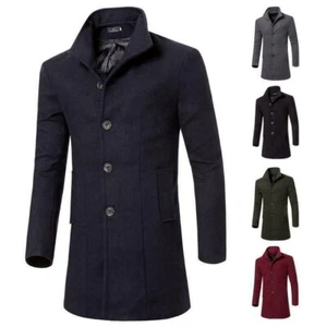 Warm Breasted Winter Trench Mens Long Jacket Outwear Formal Overcoat Coat Double - Picture 1 of 16