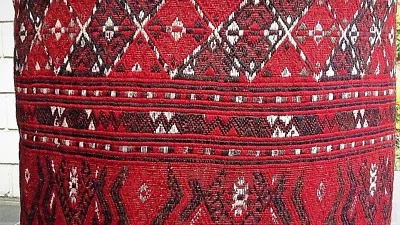 Unique Ottoman Upholstered with Antique (1920) Tribal Turkman Kilim 52 H x 46 D - image 1 of 4