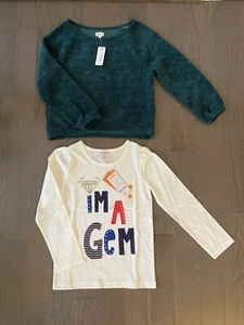 Gymboree Teal Sweater Size 7-8  & Off-white Long-sleeve T-shirt Size 6-7 NWT - Picture 1 of 3