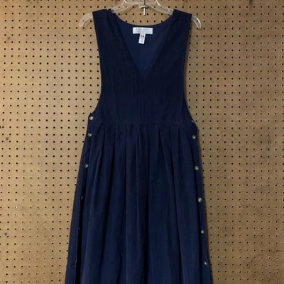 Vestido Jersey De Colección Karen Scott Azul Marino Pana Delantal Country Modesto Pequeño Foto 1 de 4