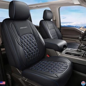 Fundas de asiento delanteras de cuero sintético para Ford F150 F250 F350 F450 SuperCrew 2015-2025 - Imagen 1 de 6