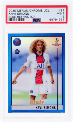 2020 Topps Merlin Chrome UEFA Champions League Xavi Simons /75 PSA 9 - Image 1 of 2