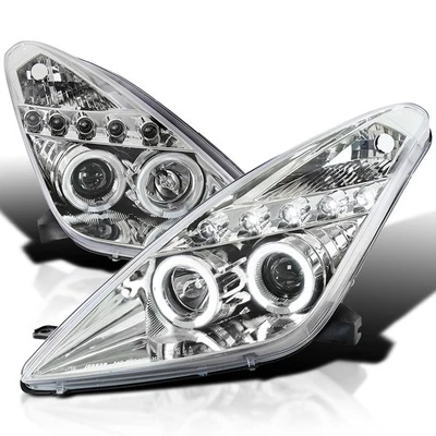 Clear Fits 2000-2005 Toyota Celica Led Halo Projector Headlights Lamps L+R 00-05 - Image 1 of 4