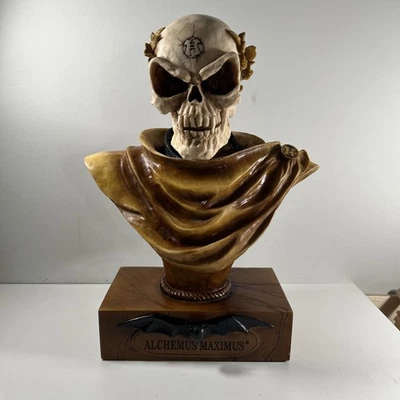 Alchemus Maximus Skull Bust Statue – Gothic Horror Decor Halloween Collectible - Image 1 of 4