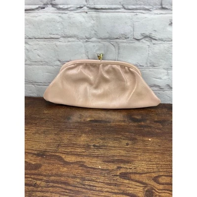 Bolsa de noite vintage anos 80 chique couro rosa clutch bolsa com moldura Kiss Lock - Imagem 1 de 4