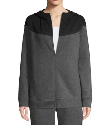 Sudadera con Capucha St. John’s Bay Para Mujer Manga Larga Cremallera Gris/Negro TALLA GRANDE Foto 1 de 4