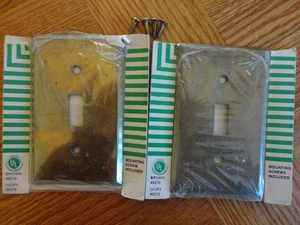 Lote De Colección De 2 Cubiertas De Placa De Pared Interruptor De Luz De Latón Eléctrico Sylvania - Imagen 1 de 6