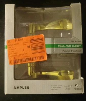 Defiant Hall And Closet Door Handle Polished Brass Finish OPEN BOX - Image 1 of 3