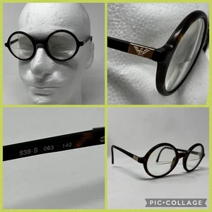 Monturas de gafas Giorgio Armani De colección Años 90 Redondas Panto Tortuga Marrón M/538 Italia - Imagen 1 de 19
