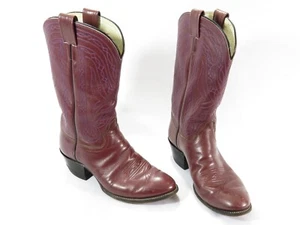 VTG Olathe boot burgundy W/ blue stitching western cow boy style size 9.5 D Man - Picture 1 of 12