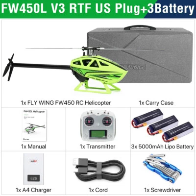Fly Wing FW450L V3 6CH 3D GPS Hovering   Automatic Return Helicopter RTF US - Image 1 of 4