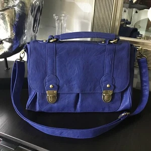 Navy Blue "ASOS" Double Handle/Strap Faux Leather Handbag - NEW - Picture 1 of 3