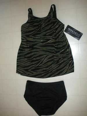 MIRACLESUIT Olive Green Seabra Ursula 2 PC Tankini Underwire Swimsuit Sz 12 NWT - Image 1 of 2