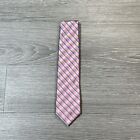 Jos A. Bank Tie Men Pink Blue White  Plaid Silk Executive Collection Necktie