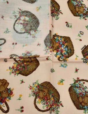 Stoff Quadrat Patchwork 100% Baumwolle Ca. 42x42 cm Rosa Teddybären Muster - Bild 1 von 2