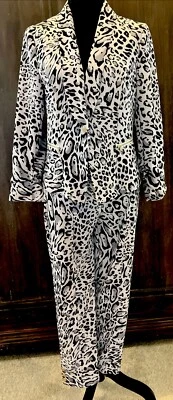 Cache Pant Suit Women's 4 Animal Leopard Print Gray Pink Hue With Black Print - Image 1 of 4