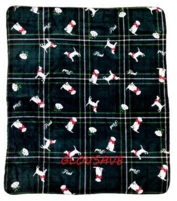 VICTORIA'S SECRET PINK COZY PLUSH SHERPA FLEECE BLANKET DOG LOGO THROW 50"x60" - Image 1 of 2