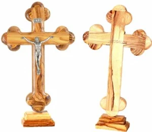 Standing or Table Olive Wood Cross with Crucifix - Picture 1 of 1