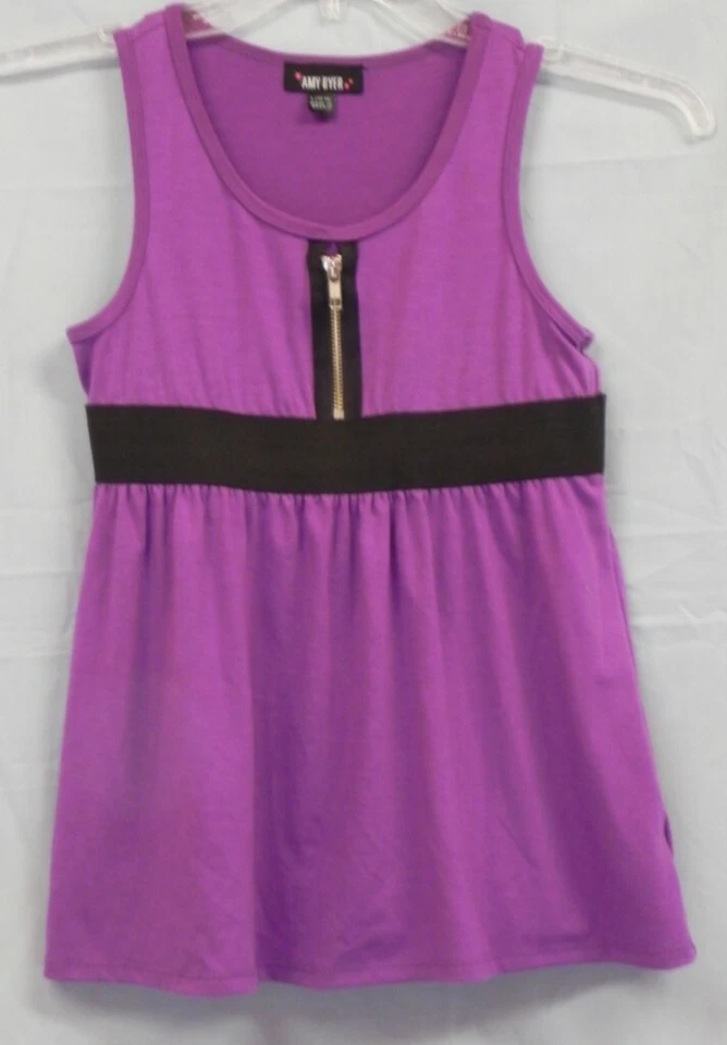 全新带标签 - 女孩帝国腰紫色背心带模拟拉链-L — 第 1/1 张图片