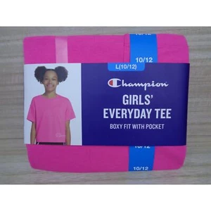 Champion Girls Everyday Tee Pin T-Shirt Boxy Fit With Pocket Girls Large 10/12 - Picture 1 of 5