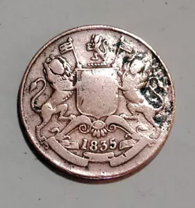 Antique Coin 1835 Compagnia Delle Indie Orientali Half Anna Guglielmo IV #KM447 - Picture 1 of 2