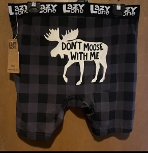 XL - NEW Lazy One Boxer Briefs Plaid Shorts DON’T MOOSE WITH ME PJs Free Ship - Picture 1 of 6