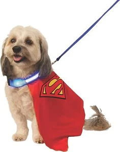 Light-Up Superman Cape DC Superhero Fancy Dress Up Halloween Pet Dog Cat Costume - Picture 1 of 10