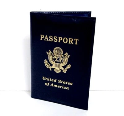 Blue USA Leather Passport Cover Travel Wallet Card Holder New  - Image 1 of 4