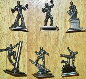 COMPLETE SET OF ALL 6 SPIDER-MAN MONOPOLY PEWTER GAME TOKENS (3M860) Very Large - Picture 1 of 1