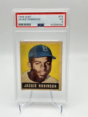 1948 Leaf #79 Jackie Robinson Dodgers RC HOF PSA 3 - MUITO BOM ESTADO - Imagem 1 de 4