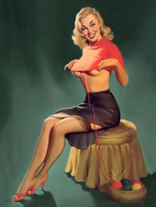 1950s Pin Up Girl Knitting High Quality Metal Fridge Magnet 3x4 7477 - Picture 1 of 5