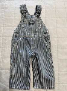 euc OshKosh B’Gosh Engineer Striped Denim Bib Overalls Size 6 Mo Comfy Halloween - Picture 1 of 5