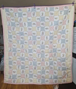 Vtg Precious Moments Square Unisex Baby Quilt Handmade from Kit 43" x 40 1/2" - Picture 1 of 24
