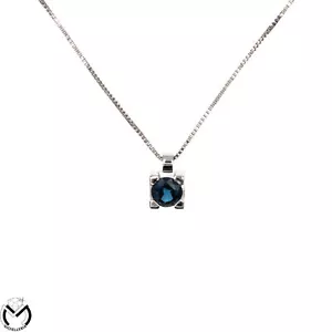 Collana oro bianco 18 kt 750 punto luce zaffiro 0,48 ct -Botecchi- - Foto 1 di 3