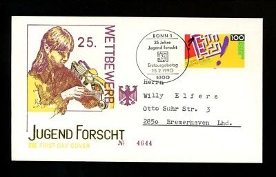 Postal History Germany FDC #1597 Youth Science & Technology 1990 - Image 1 of 2