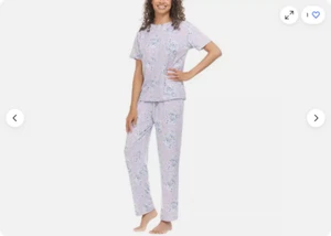 FLORA NIKROOZ WOMEN'S 2 PC FLORAL PRINT PAJAMA SET(LIGHT PURPLE FLORAL,LARGE)NWT - Picture 1 of 4