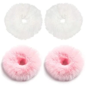 4Pack Furry Hair Scrunchies Fur Hair Ties Ponytail Holder Fuzzy Hair Accessor... - Picture 1 of 6