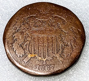 ﴾ 1867 Philadelphia Mint TWO CENT 2C Copper Civil War Era - Picture 1 of 2