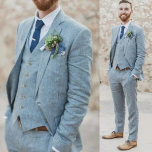 Elegante Traje de Boda Para Hombre Azul Novio Hecho a Mano Noche Fiestas Cena Abrigo Pantalones - Imagen 1 de 6