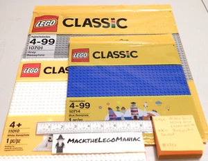 Lego New Sealed 3 Baseplate Lot 10701 Gray 10714 Blue 11010 White Base Plate - Picture 1 of 7