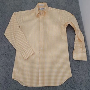 Paul Fredrick Mens Shirt Small Check Long Sleeve Button Down Orange 14.5 x 33 - Picture 1 of 6